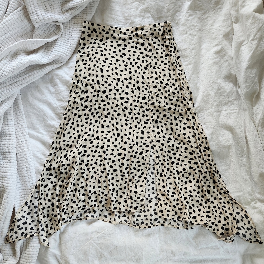 Lulu's Set a Trend Cream Cheetah Print Midi Skirt (S)